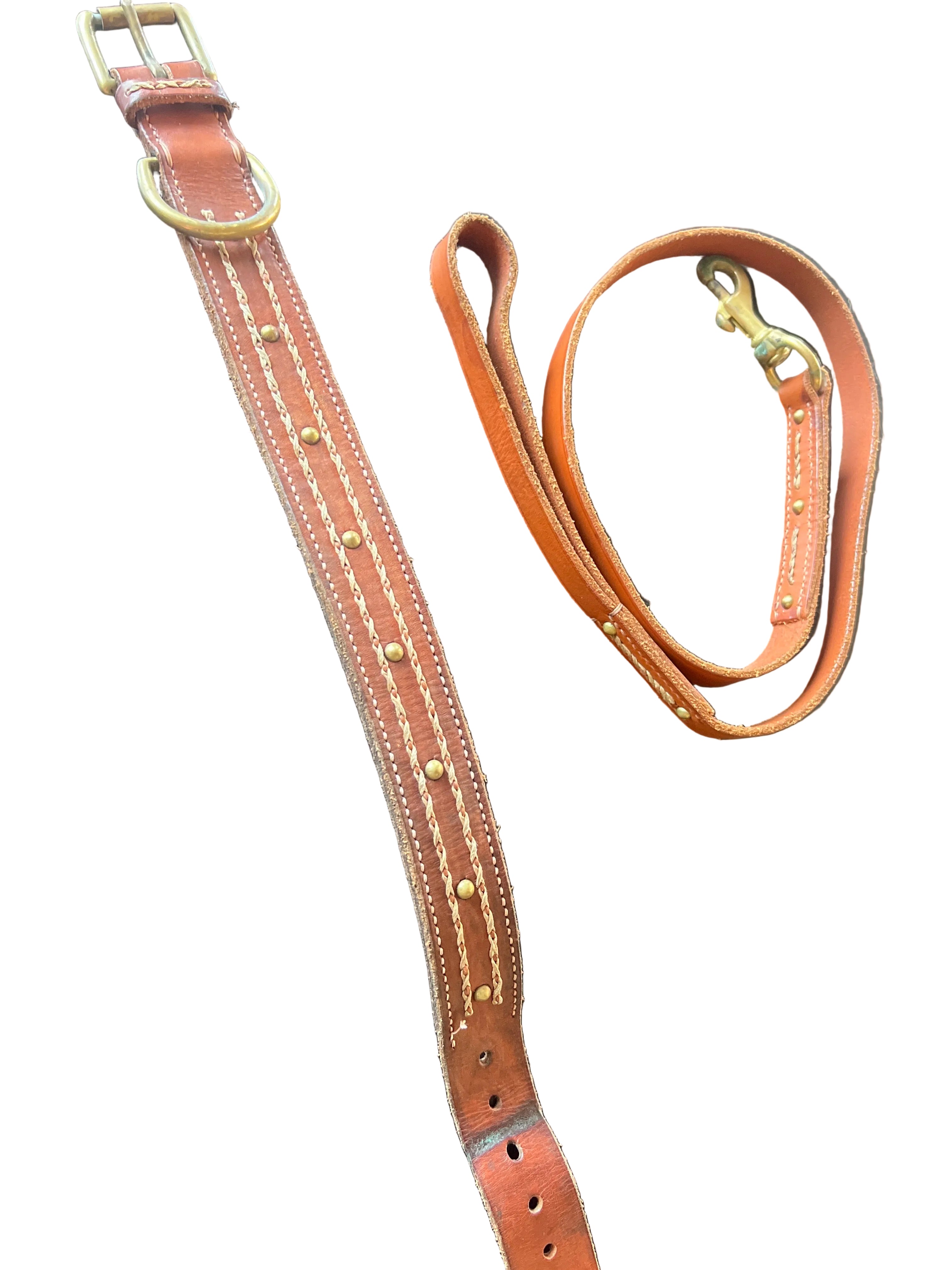 Pre-Loved Leather Dog Collar & Leash Set – Adjustable 38–46cm | 3cm Wide