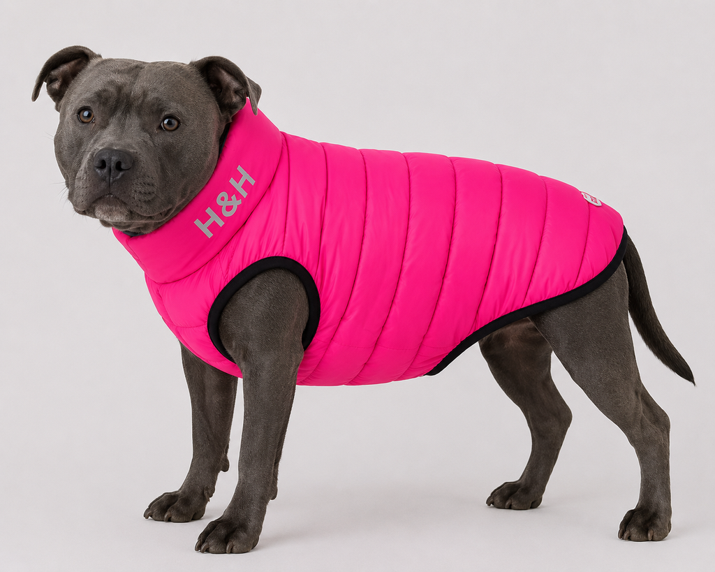 Hugo & Hudson London Pink/Grey, Reversible Puffer Jacket – M47 (Sample Stock)
