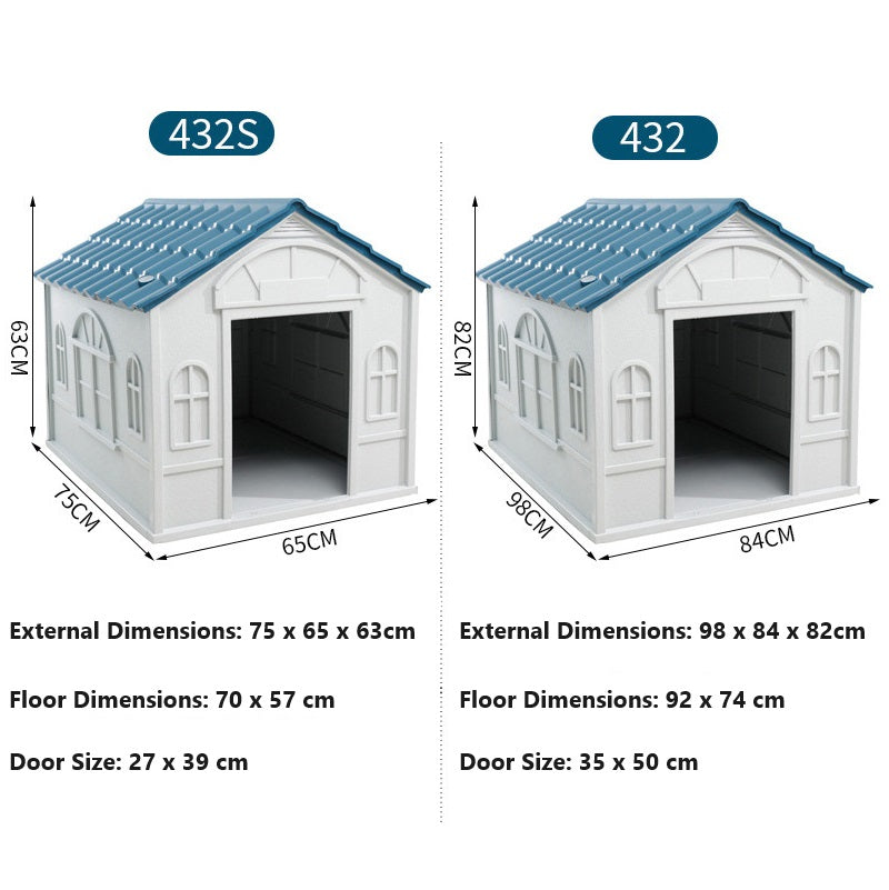 Weatherproof Pet Dog House Plastic Dog Kennel for Indoor Outdoor Animal Shelter