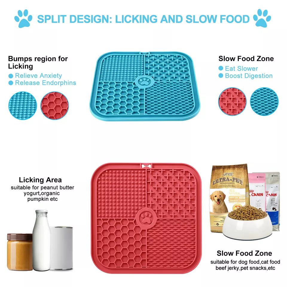 Pet Licking Mat - Food Slow Feeder Pad for Dog Anxiety Relief