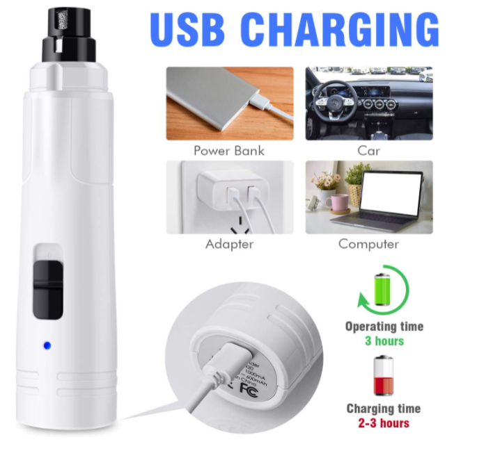Dog Nail Grinder with LED Light - Upgraded 2-Speed Electric Pet Nail Trimmer