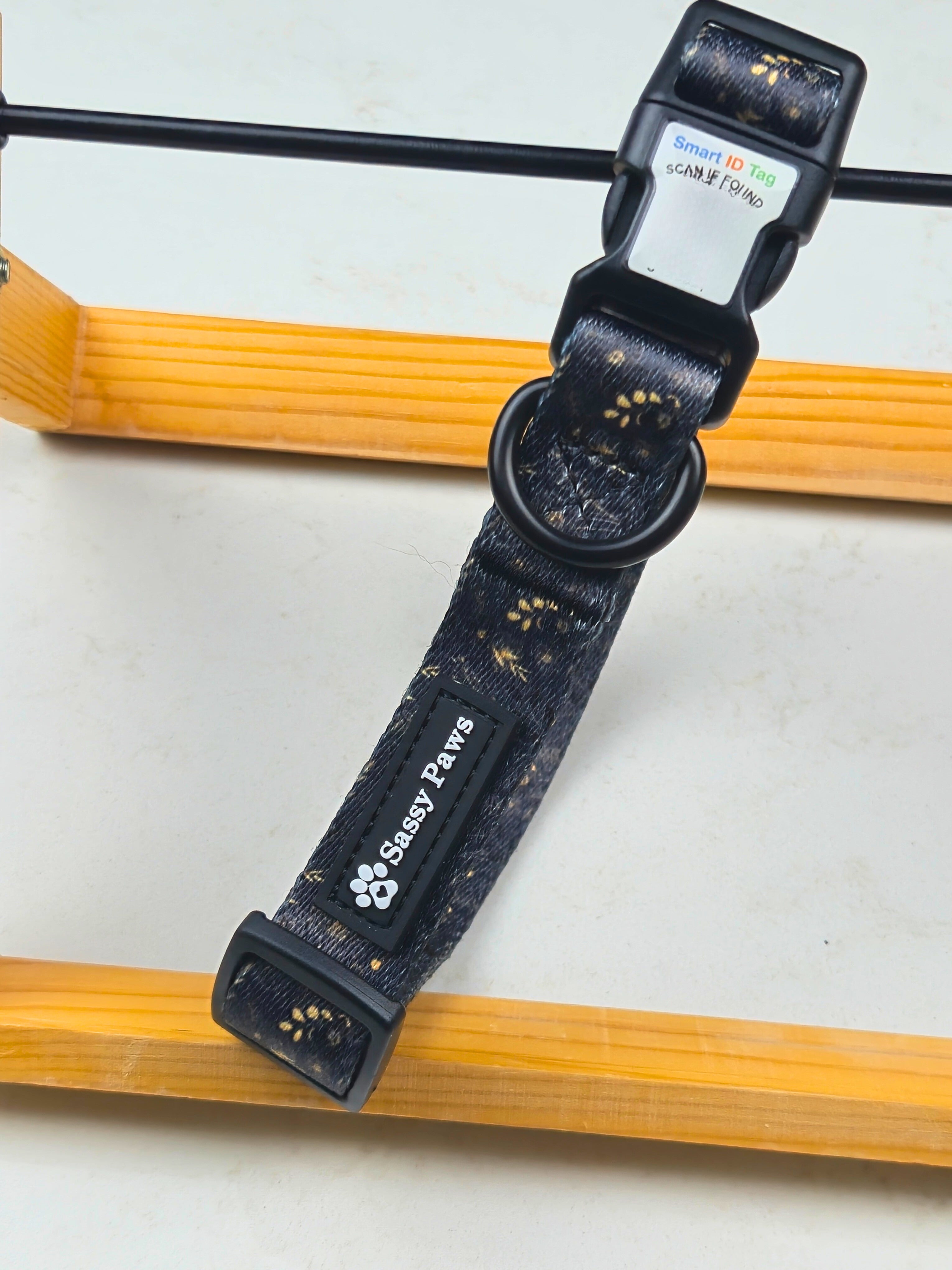 Dog Collar - Easy Scan QR ID - Midnight Blossom