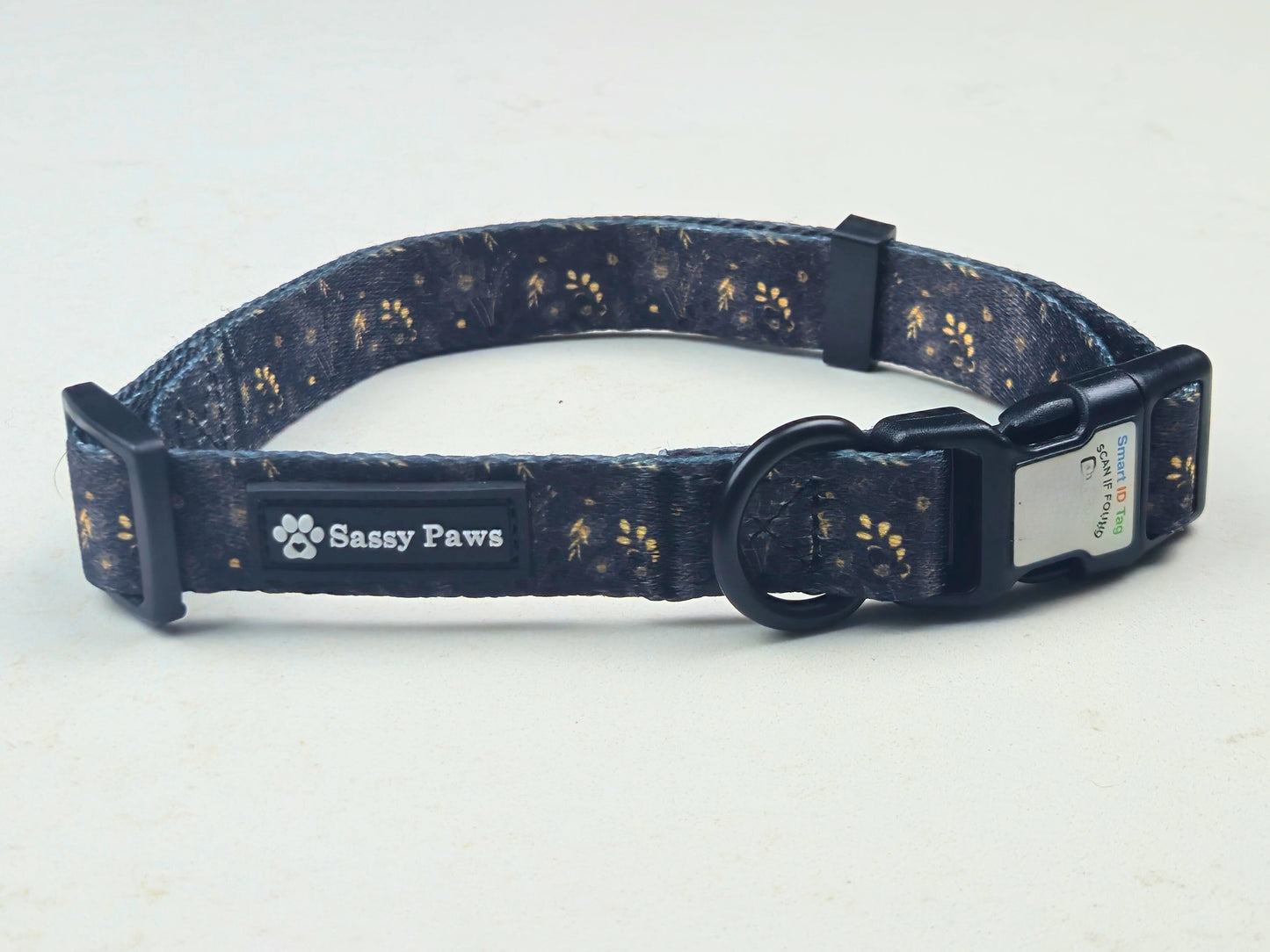Dog Collar - Easy Scan QR ID - Midnight Blossom
