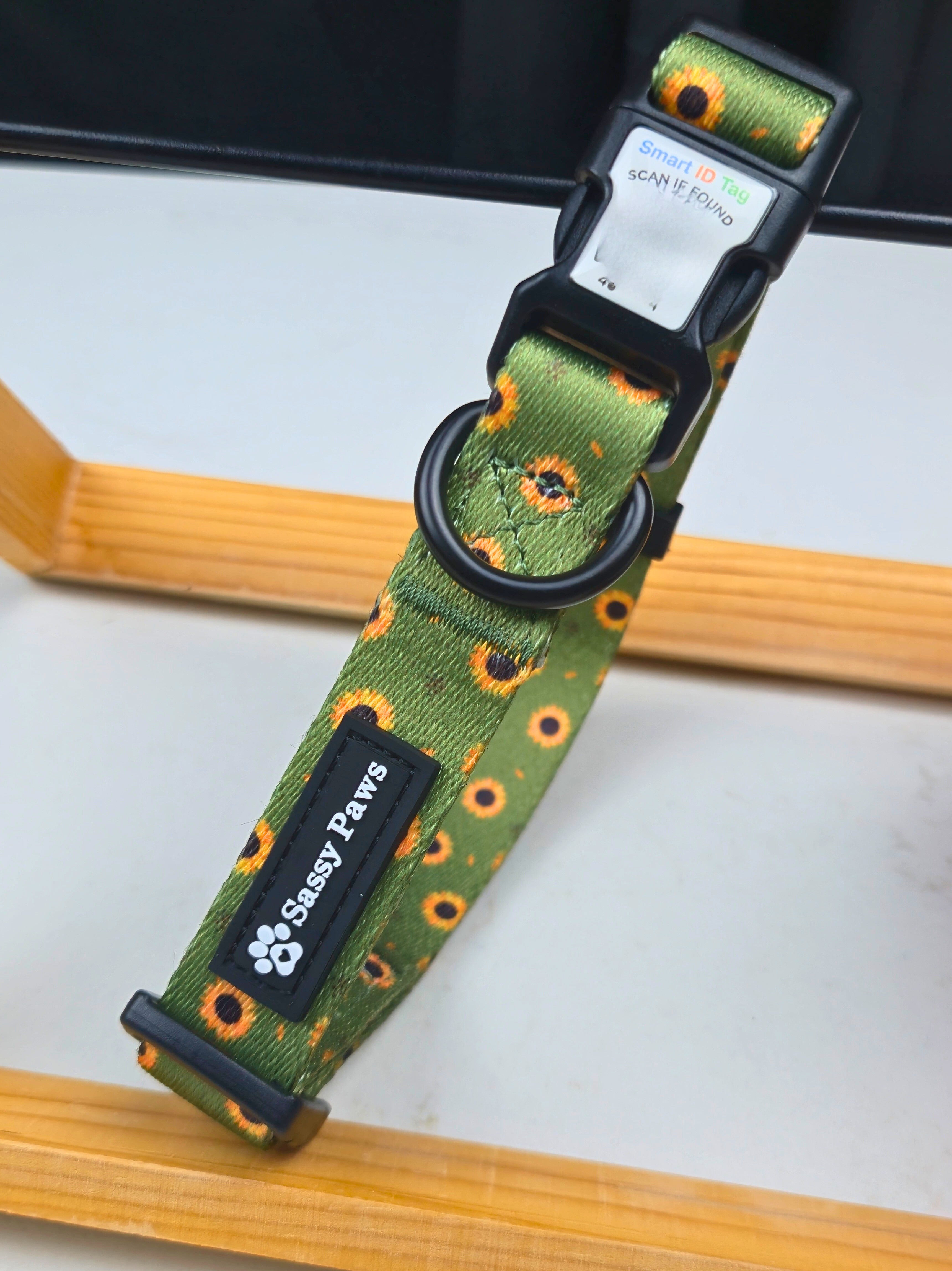 Dog Collar - Easy Scan QR ID - Sunflower Bloom