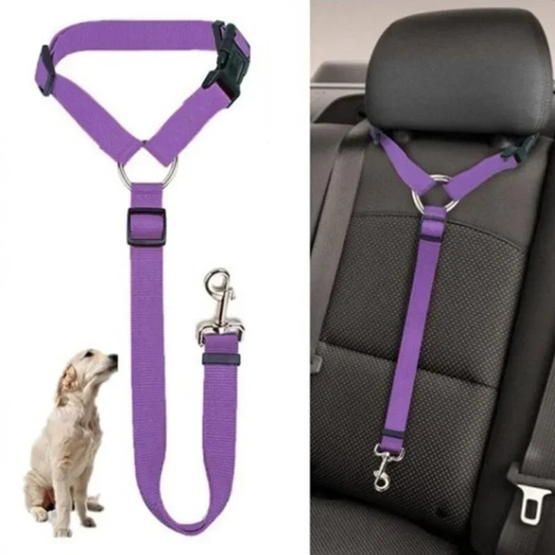 Vehicle Belt & Adjustable Nylon Leash for Dogs (7 colours available)