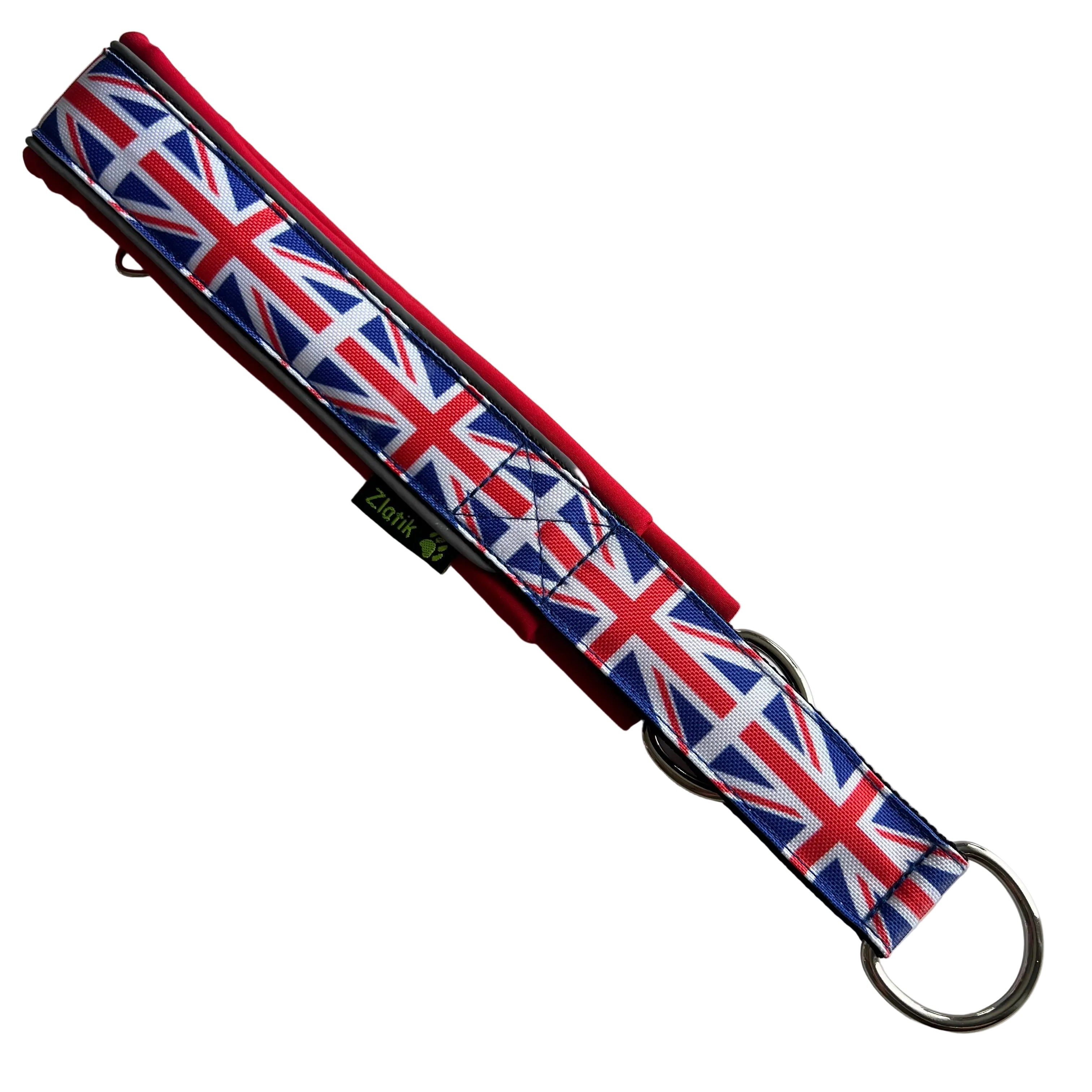 staffordshire bull terrier collar with Union Jack design on a white background