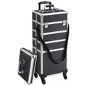 5-In-1 Professional Aluminum Rolling Cosmetic Makeup Train Cases Trolley