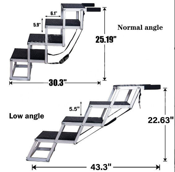 Adjustable Aluminum Dog Stairs Dog Ramp Pet Ladder