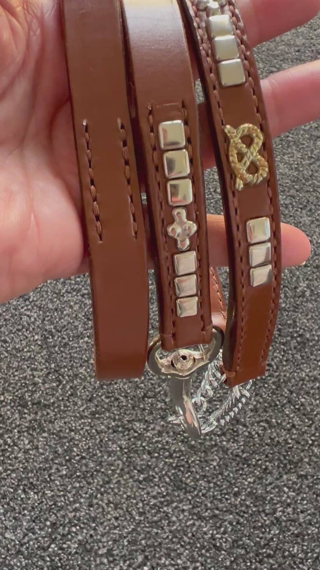Conker & Silver Leather Martingale Set (38cm)