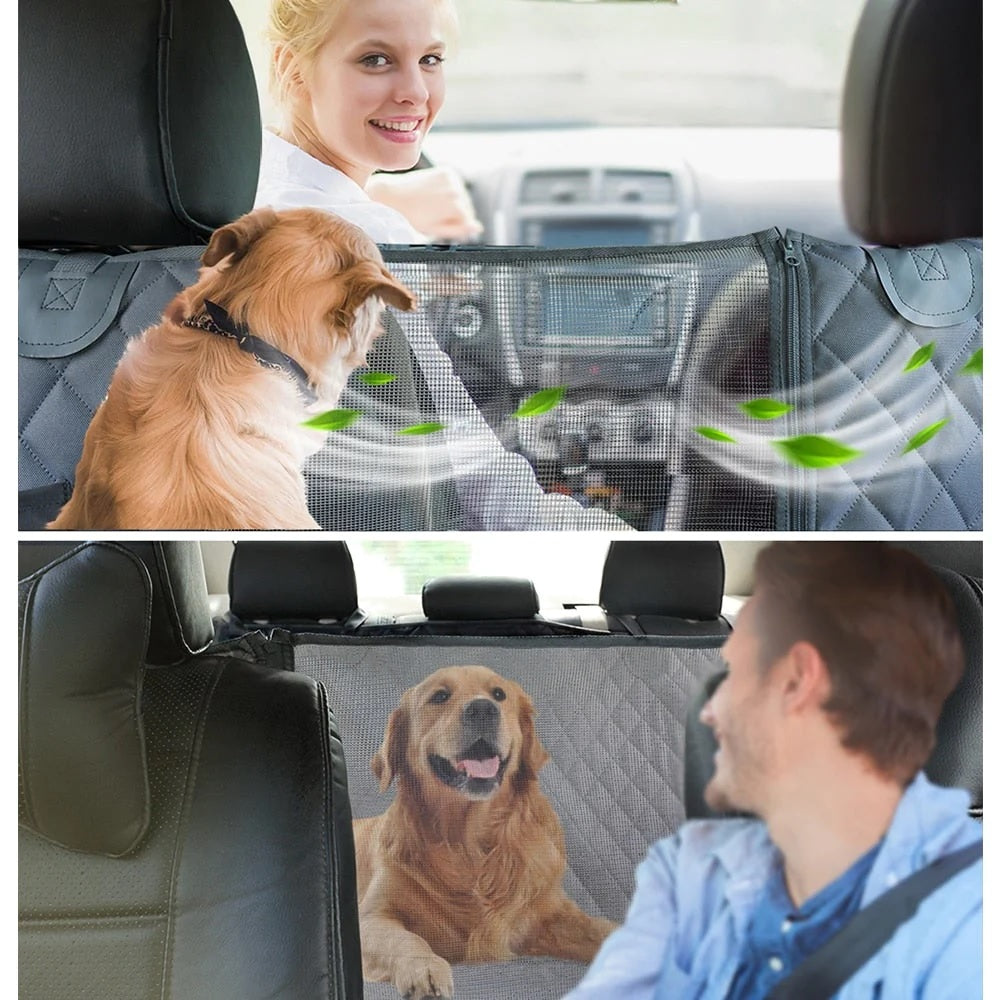 WATERPROOF PET CAR BACK SEAT PROTECTOR WITH MESH POCKET